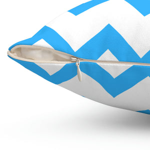 Light Blue Zig Zag Stripe Stripe Outdoor Pillow