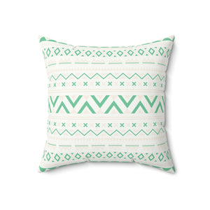 Aztec Green Pattern Outdoor Throw Pillow