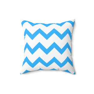 Light Blue Zig Zag Stripe Stripe Outdoor Pillow