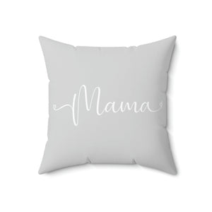 Light Grey and White Mama Outdoor Pillow