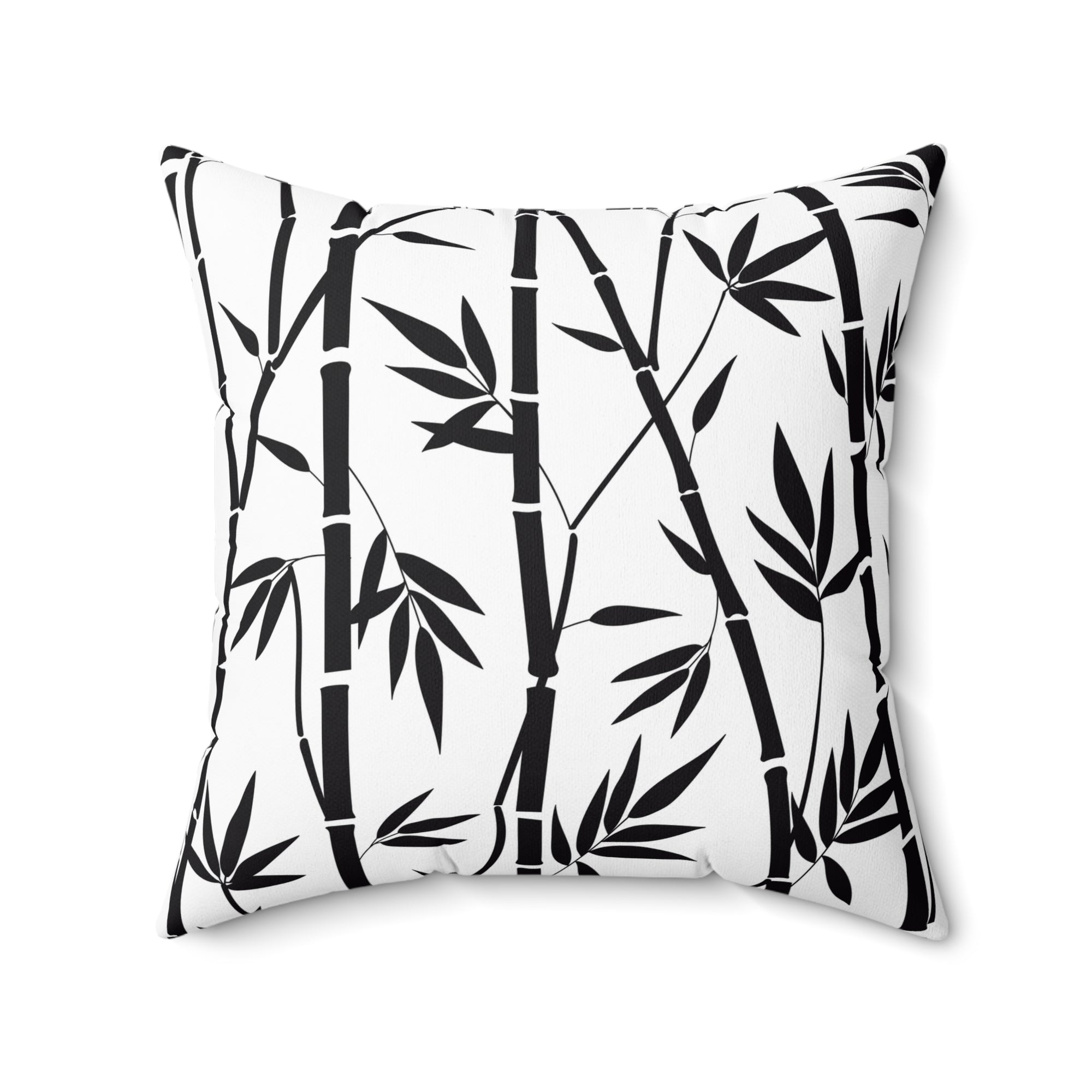 Black and White Bamboo Pattern Outdoor Throw Pillow