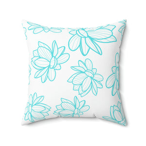 Turquoise Flower Outdoor Pillow