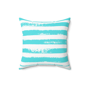 Distressed Aqua Stripe Outdoor Pillow