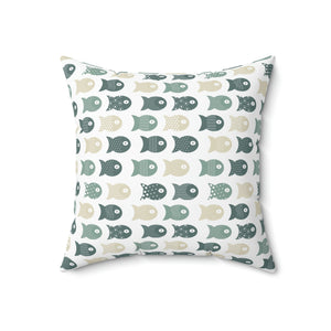 Green Fish Pattern Outdoor Pillow