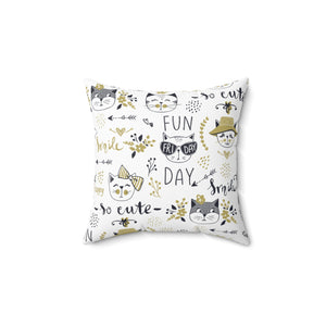 Fun Cat Pattern Outdoor Throw Pillow