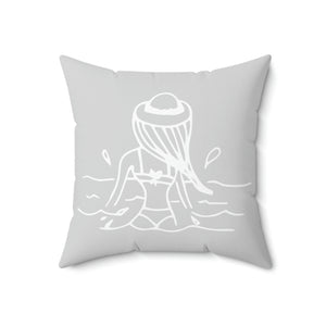 Beach Girl Doodle Outdoor Pillow