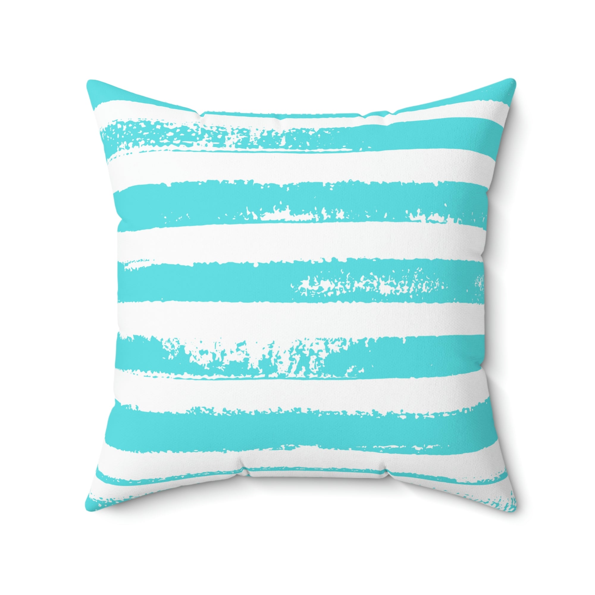 Distressed Aqua Stripe Outdoor Pillow