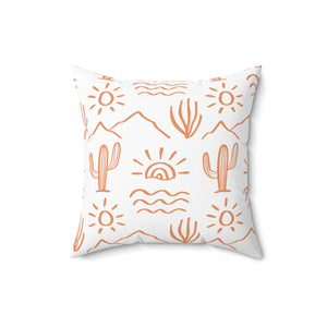 Orange Cactus Landscape Outdoor Pillow