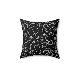 Black Beach Outdoor Throw Pillow