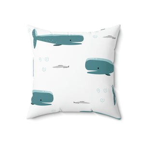 Whale and Fish Outdoor Pillow