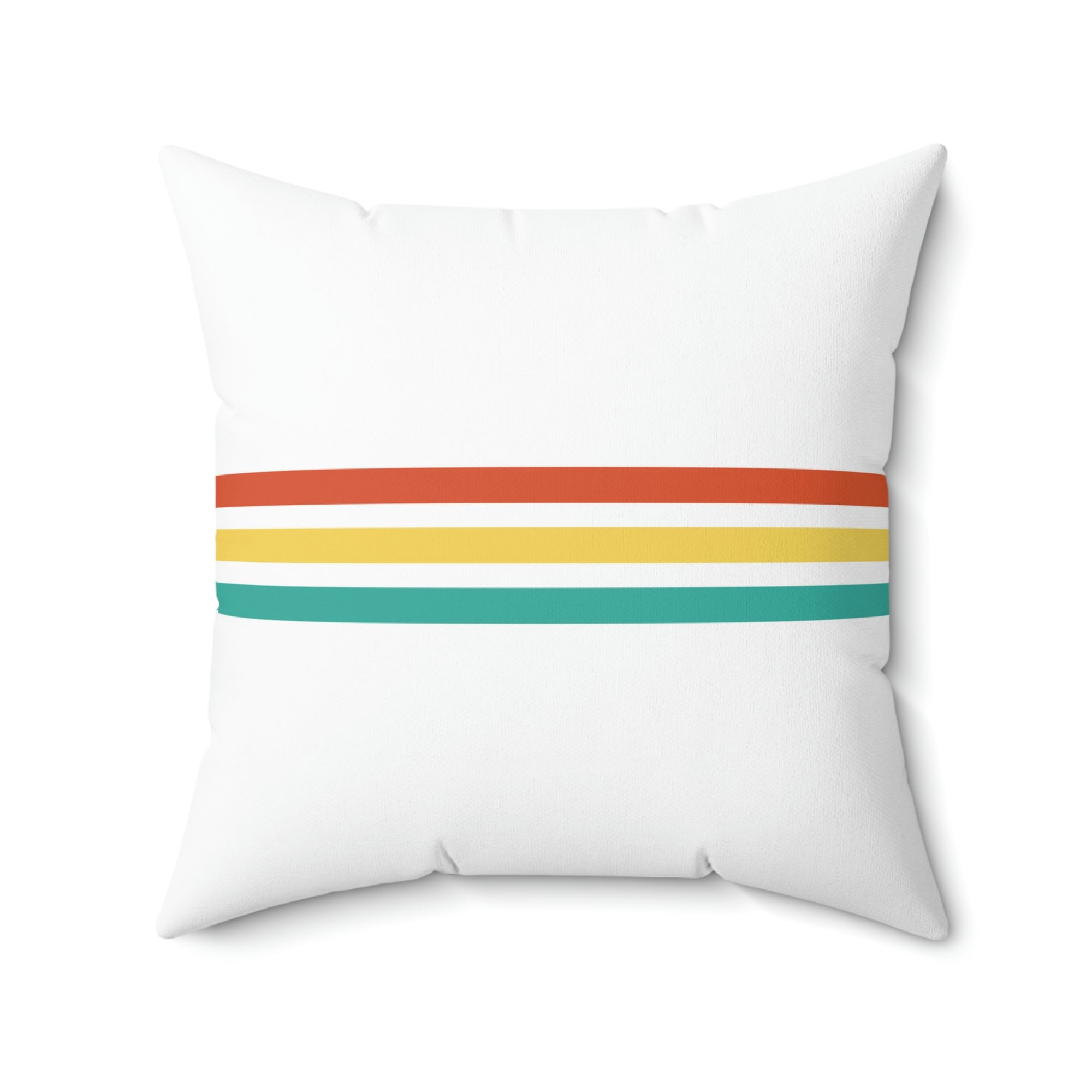 Vintage Rainbow Stripe White Outdoor Pillow