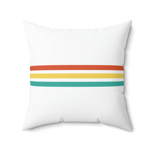 Vintage Rainbow Stripe White Outdoor Pillow