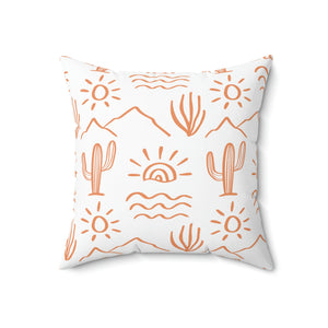 Orange Cactus Landscape Outdoor Pillow