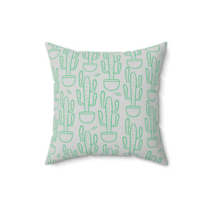 Grey and Green Cactus Outdoor Pillow