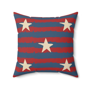 Distressed Stars and Stripes Outdoor Throw Pillow