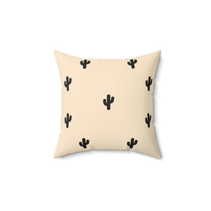 Peach and Black Cactus Pattern Outdoor Pillow