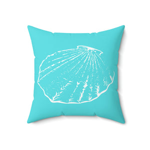 Aqua Beach Shell Outdoor Pillow