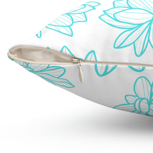 Turquoise Flower Outdoor Pillow