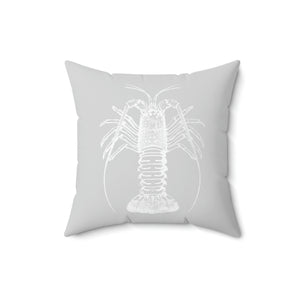 Lobster Grey and White Outdoor Pillow