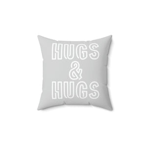 Hugs and Hugs Grey and White Outdoor Pillow