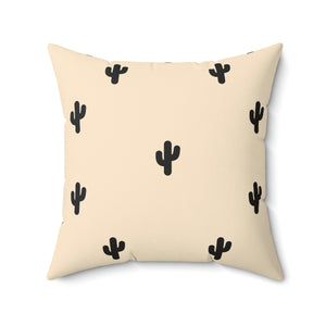 Peach and Black Cactus Pattern Outdoor Pillow