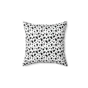 Black and White Pattern Heart Outdoor Pillows