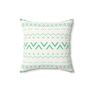 Aztec Green Pattern Outdoor Throw Pillow