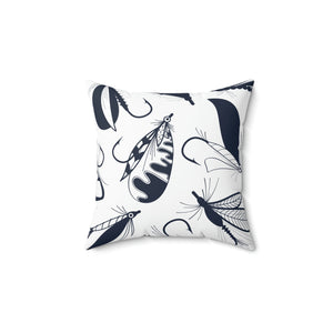 Fishing Lure Navy and White Outdoor Pillow