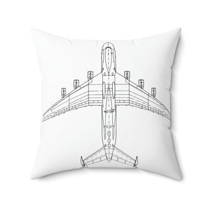 Airplane Black and White Outdoor Pillow