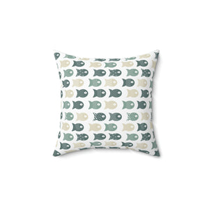 Green Fish Pattern Outdoor Pillow