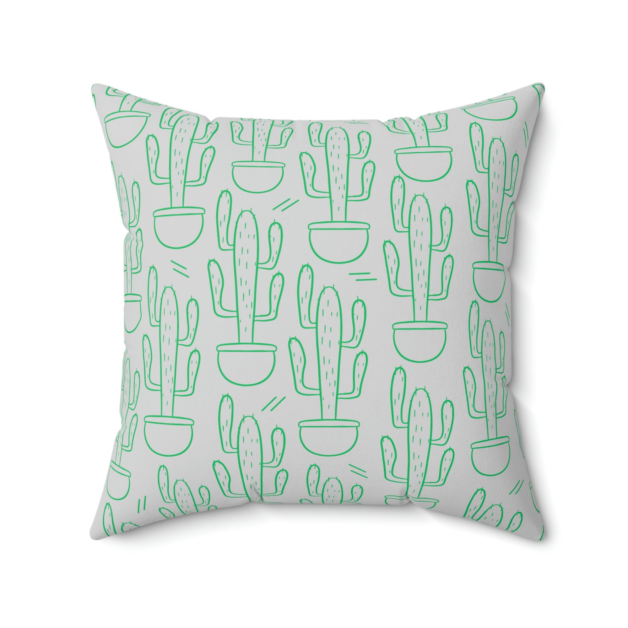 Grey and Green Cactus Outdoor Pillow