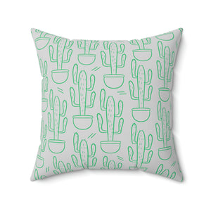 Grey and Green Cactus Outdoor Pillow