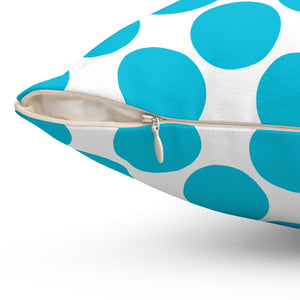 Aqua Blue Green Dots Outdoor Pillow