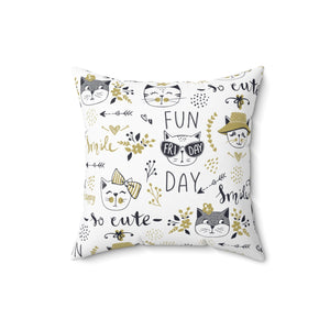 Fun Cat Pattern Outdoor Throw Pillow