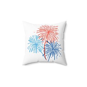 White Fireworks USA Outdoor Throw Pillow