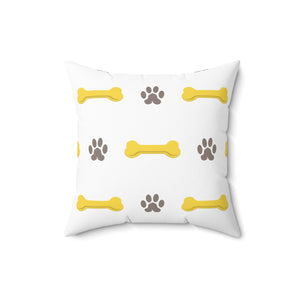 Dog Paw and Bone Outdoor Throw Pillow