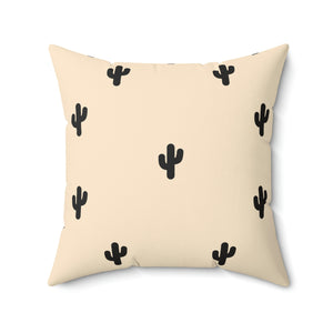 Peach and Black Cactus Pattern Outdoor Pillow