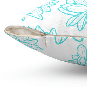 Turquoise Flower Outdoor Pillow