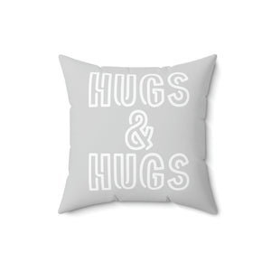 Hugs and Hugs Grey and White Outdoor Pillow