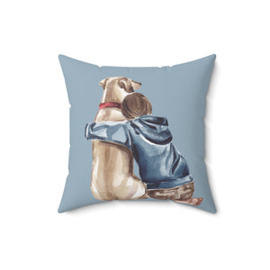 Dog Hug Outdoor Throw Pillow