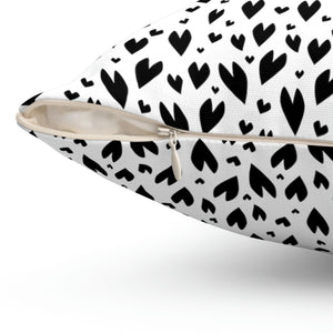 Black and White Pattern Heart Outdoor Pillows