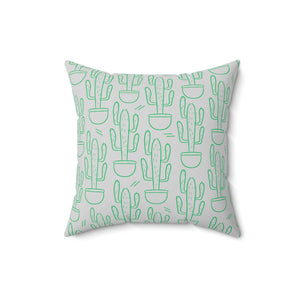 Grey and Green Cactus Outdoor Pillow