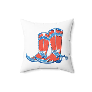 Boots, Red White & Blue, USA Outdoor Throw Pillow