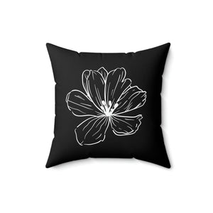 Black Flower Outdoor Throw Pillow