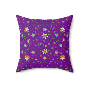 Purple Persian Flower Outdoor Throw Pillow