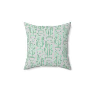 Grey and Green Cactus Outdoor Pillow