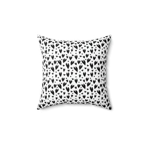 Black and White Pattern Heart Outdoor Pillows