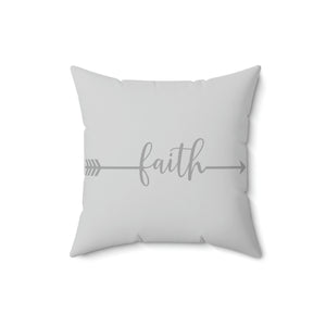 Faith Handwritten Grey Outdoor Pillow