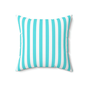 Aqua Blue Stripe Outdoor Pillow