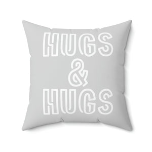 Hugs and Hugs Grey and White Outdoor Pillow